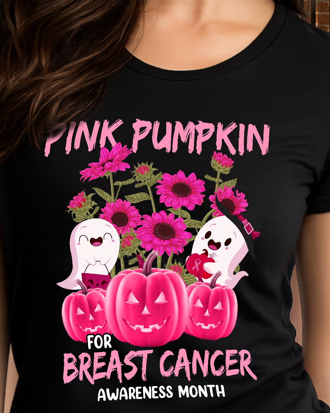 H2 - Halloween Breast Cancer Awareness-Pink Pumkin Breast Cancer T-Shirt