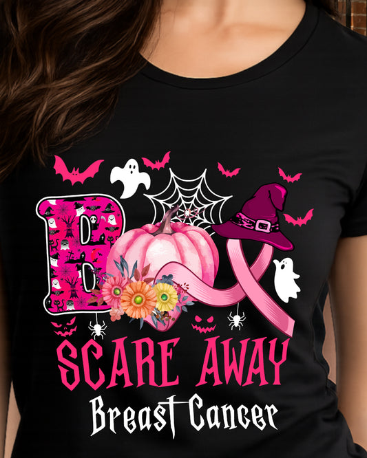 H4 - Funny Boo Scare Away Breast Cancer Happy Halloween Month T-Shirt