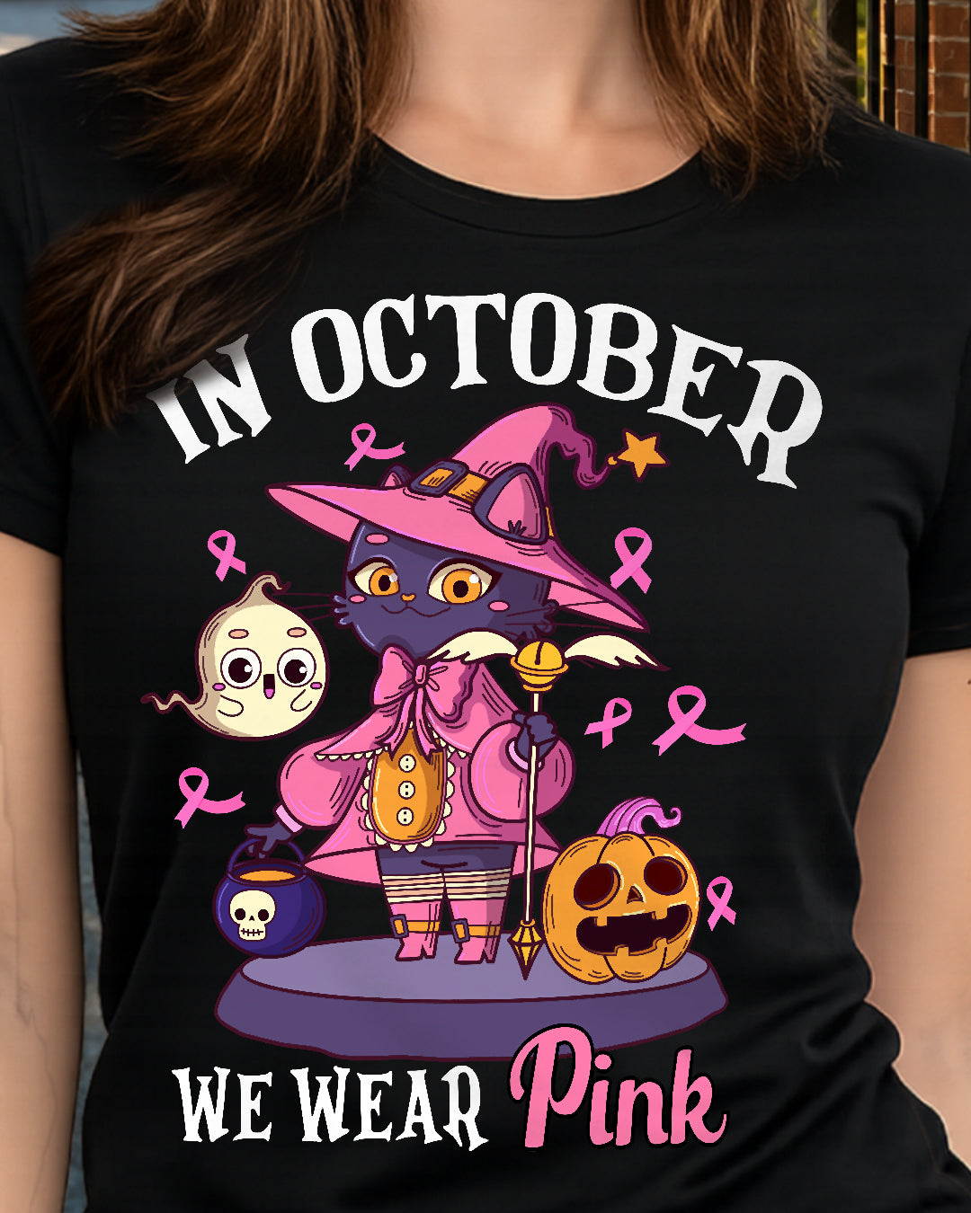 H11 - In October We Wear Pink Pumpkin Plaid T-Shirt