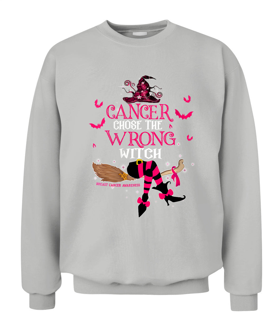 H13 - Womens Breast Cancer Chose The Wrong Witch Breast Cancer Halloween T-Shirt