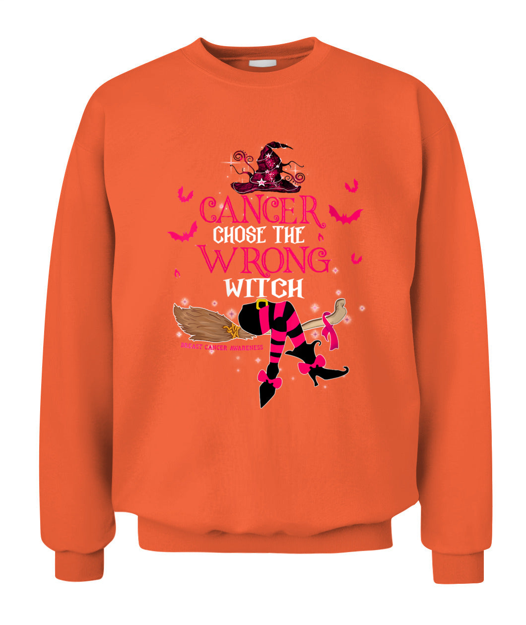 H13 - Womens Breast Cancer Chose The Wrong Witch Breast Cancer Halloween T-Shirt