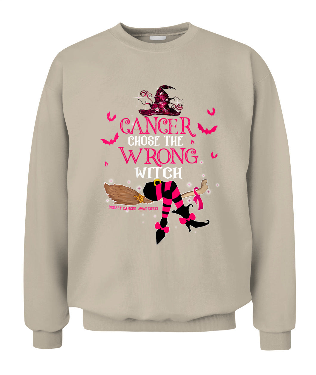 H13 - Womens Breast Cancer Chose The Wrong Witch Breast Cancer Halloween T-Shirt