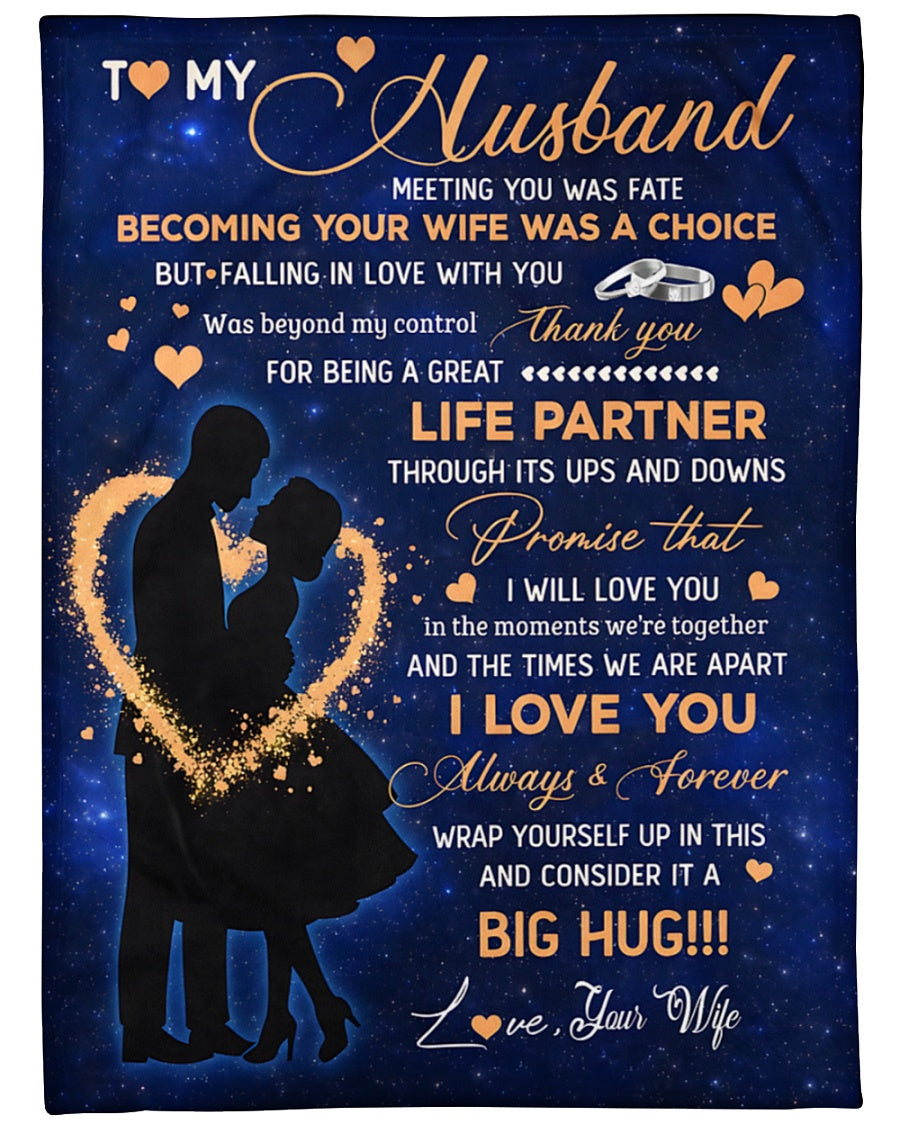 To My Husband Blanket From Wife Thank you It A Big Hug Husband Anniversary Wedding Day Valentines Christmas Fleece Throw Blanket - BLANKETS FROM WIFE 17