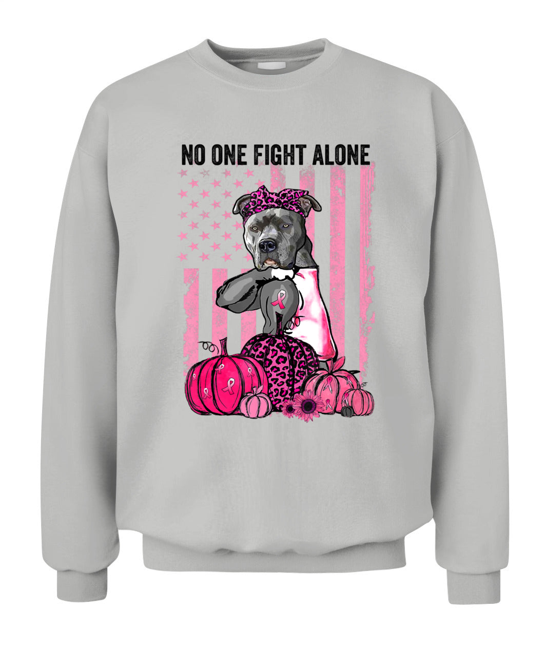 D13-Pumpkin American Dog Cancer Pitbull Pink October Breast Flag-W1mDV Classic T-Shirt