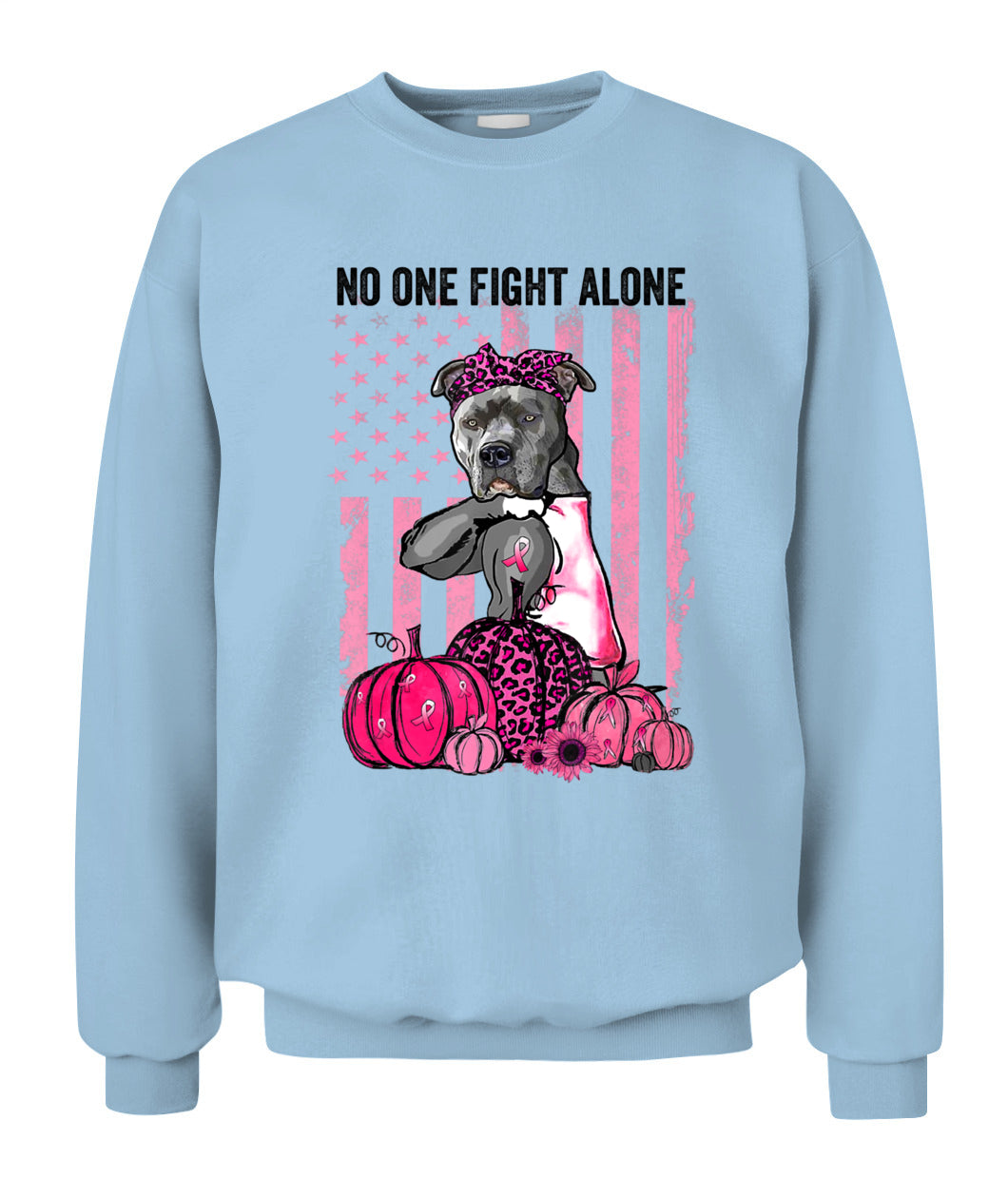 D13-Pumpkin American Dog Cancer Pitbull Pink October Breast Flag-W1mDV Classic T-Shirt