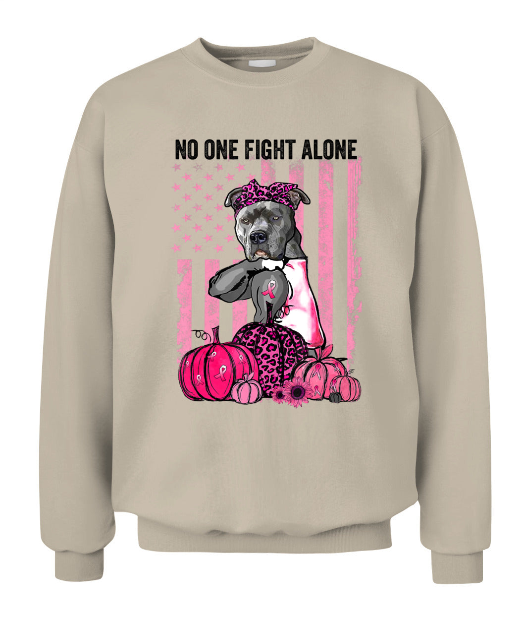D13-Pumpkin American Dog Cancer Pitbull Pink October Breast Flag-W1mDV Classic T-Shirt