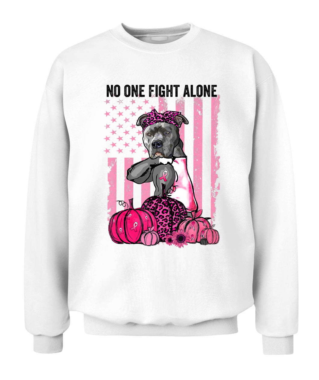 D13-Pumpkin American Dog Cancer Pitbull Pink October Breast Flag-W1mDV Classic T-Shirt