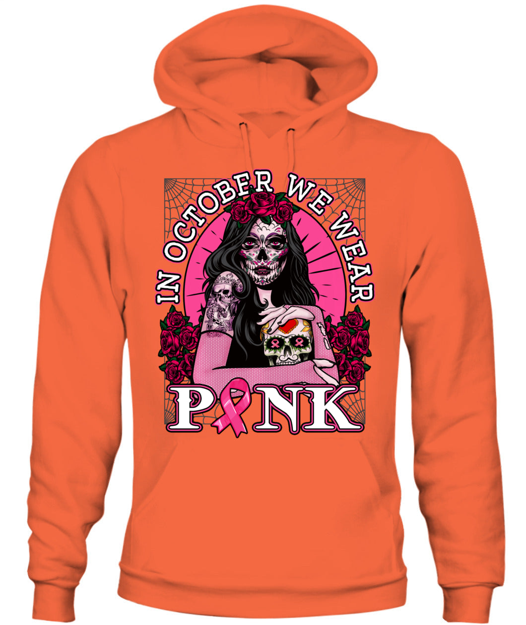 H8 - In October We Wear Pink Breast Cancer Awareness Skull Womens T-Shirt