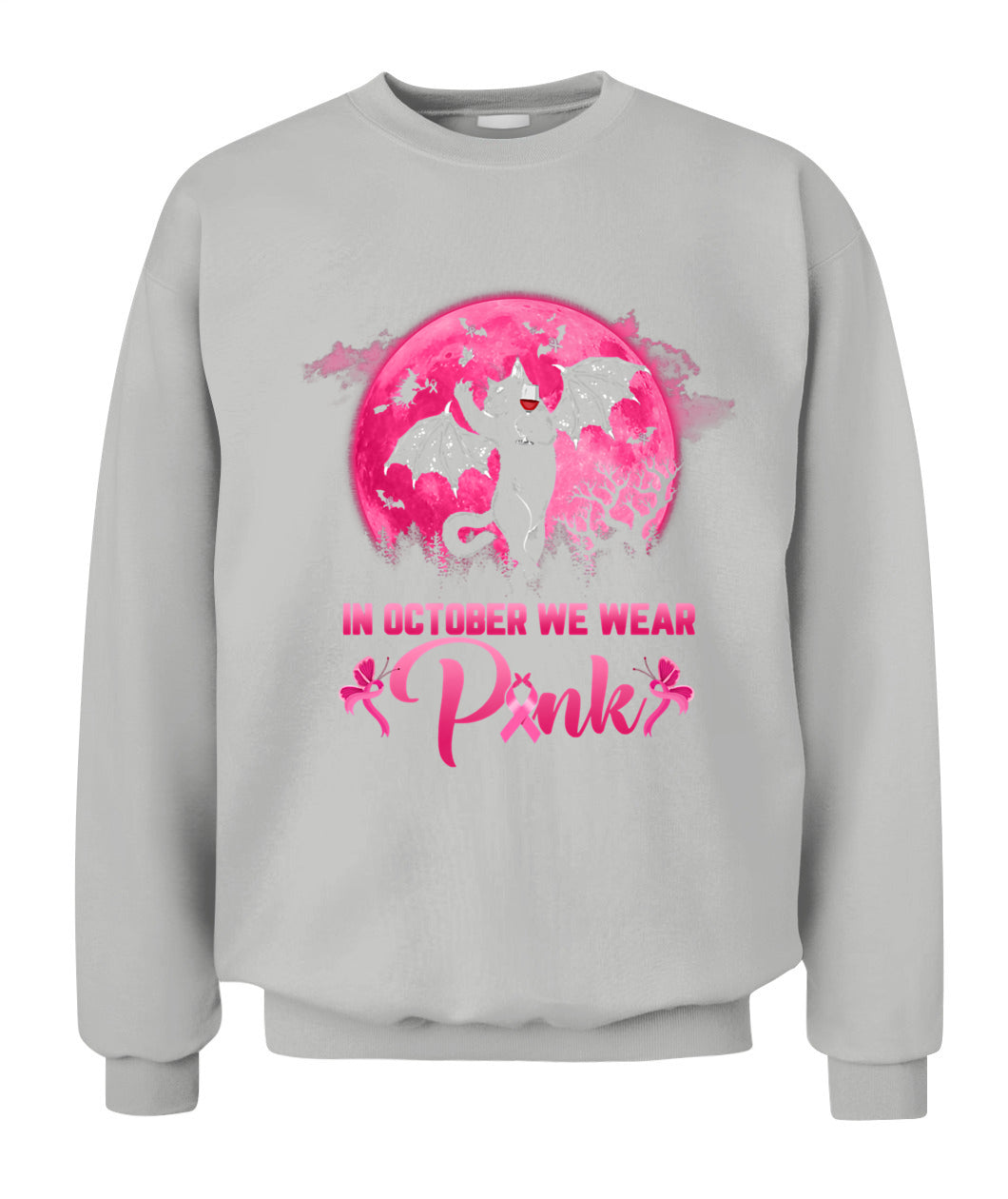 H9 - In October We Wear Pink Funny Cat Halloween Breast Cancer T-Shirt