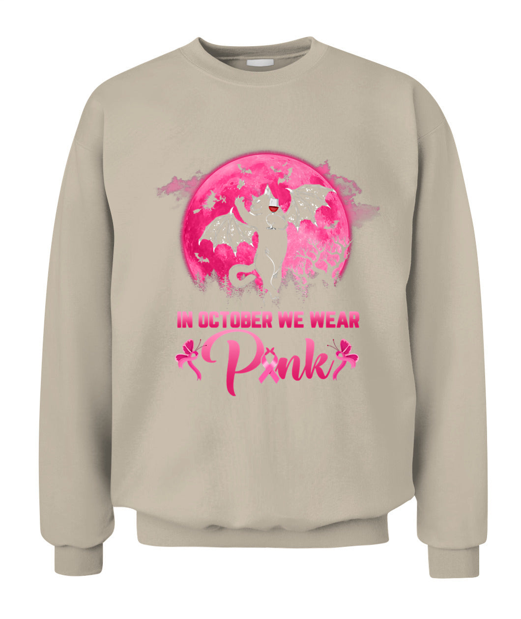 H9 - In October We Wear Pink Funny Cat Halloween Breast Cancer T-Shirt