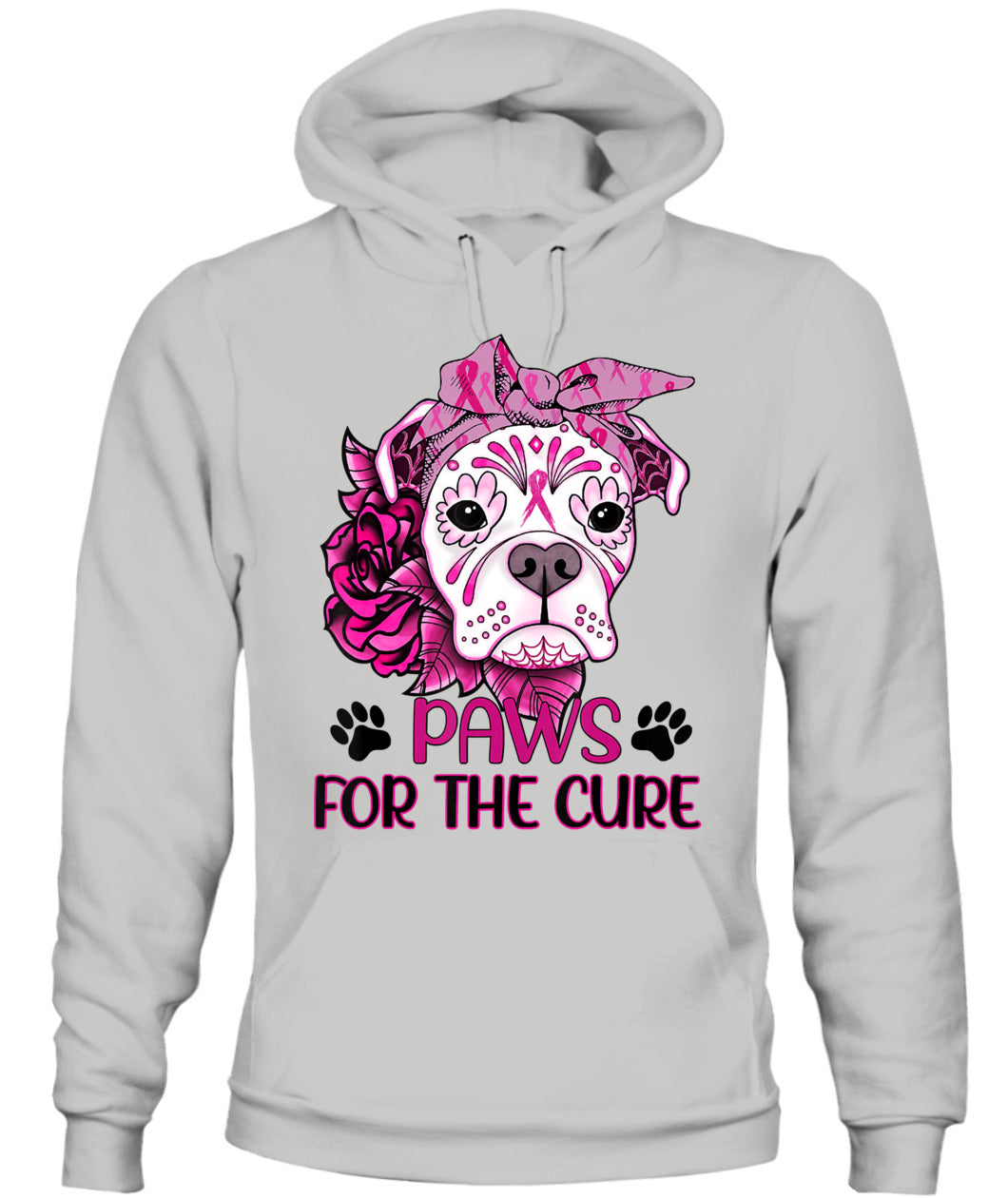 D6-Paws For The Cure Pitbull Dog Breast Cancer Awareness Fitted T-Shirt
