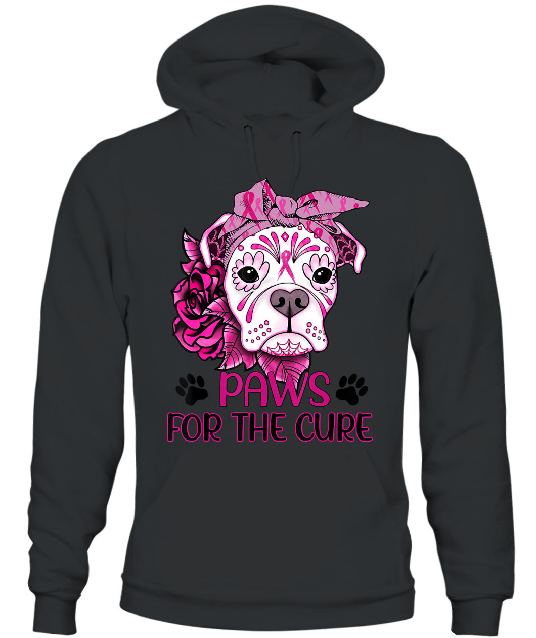 D6-Paws For The Cure Pitbull Dog Breast Cancer Awareness Fitted T-Shirt