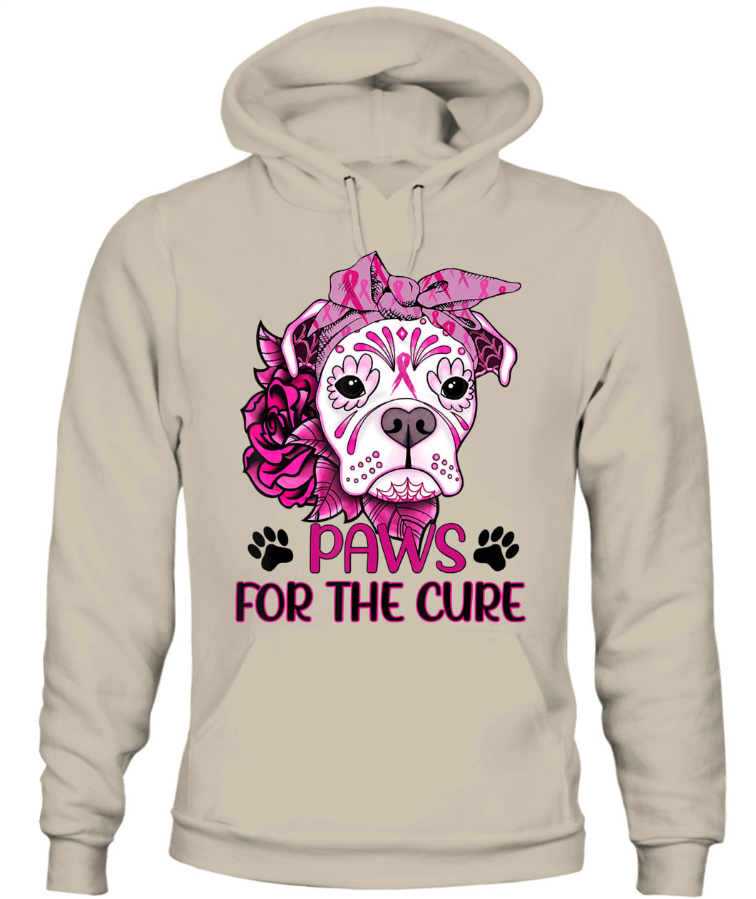 D6-Paws For The Cure Pitbull Dog Breast Cancer Awareness Fitted T-Shirt