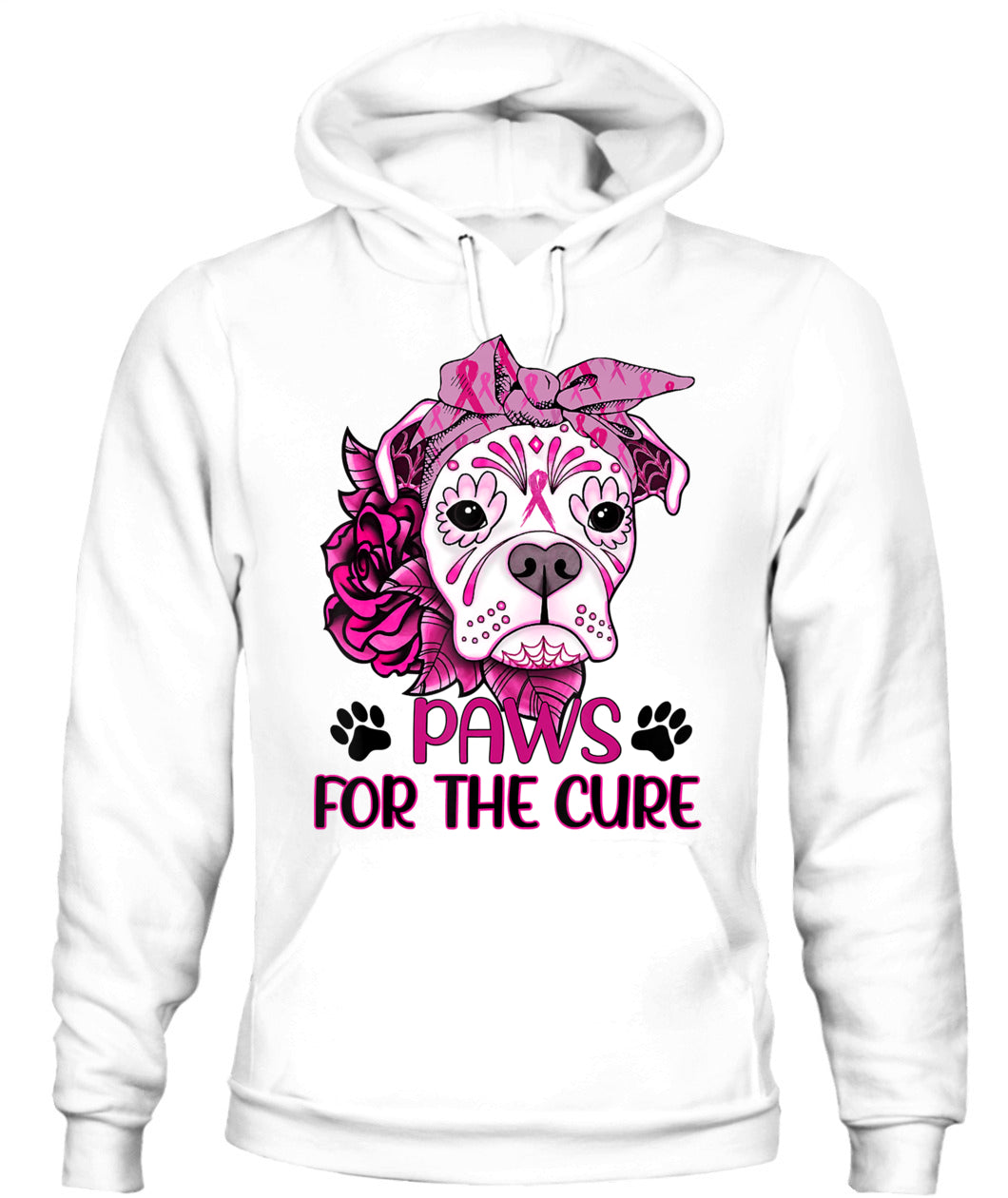 D6-Paws For The Cure Pitbull Dog Breast Cancer Awareness Fitted T-Shirt