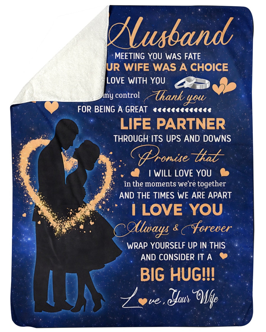 To My Husband Blanket From Wife Thank you It A Big Hug Husband Anniversary Wedding Day Valentines Christmas Fleece Throw Blanket - BLANKETS FROM WIFE 17