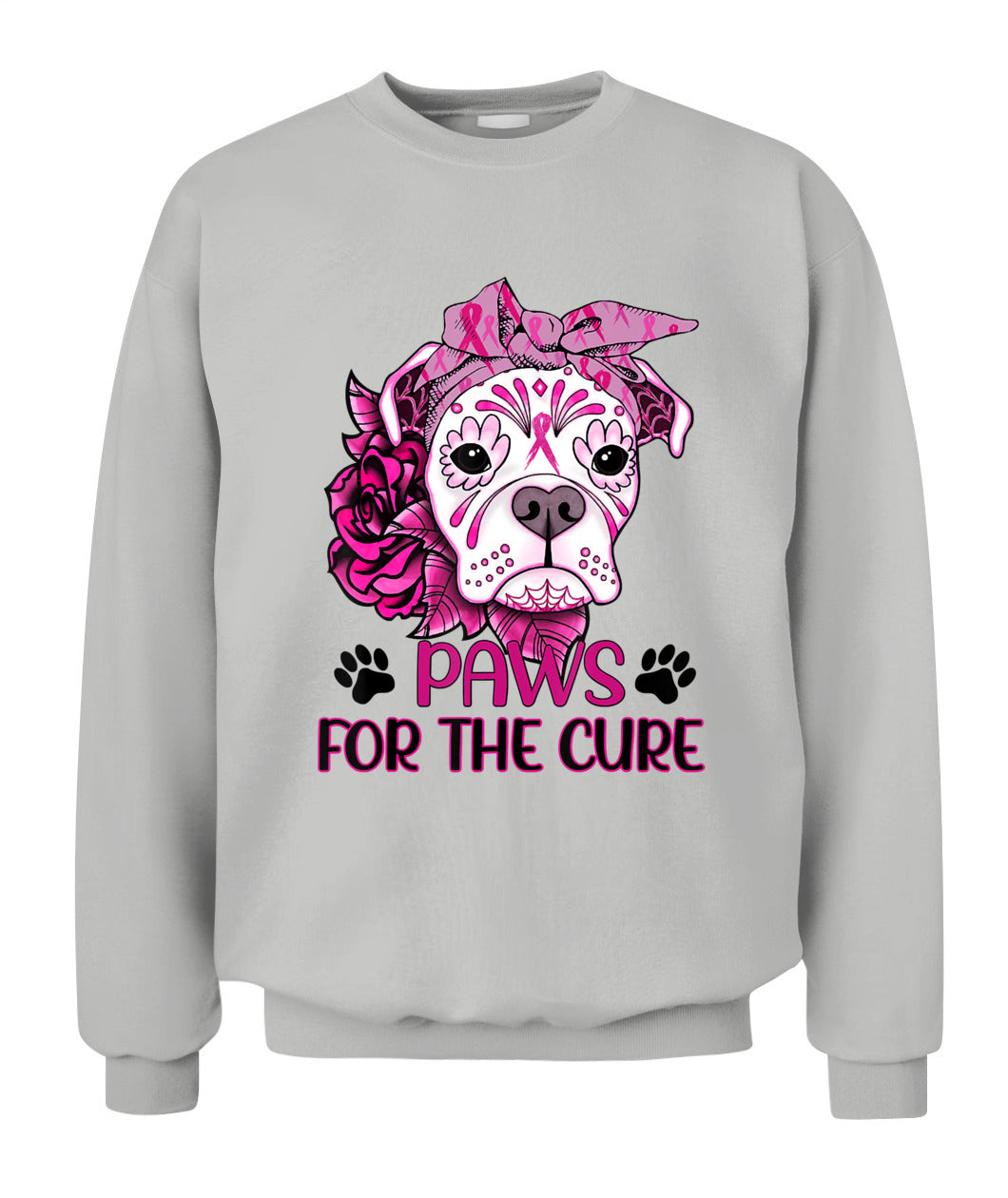 D6-Paws For The Cure Pitbull Dog Breast Cancer Awareness Fitted T-Shirt