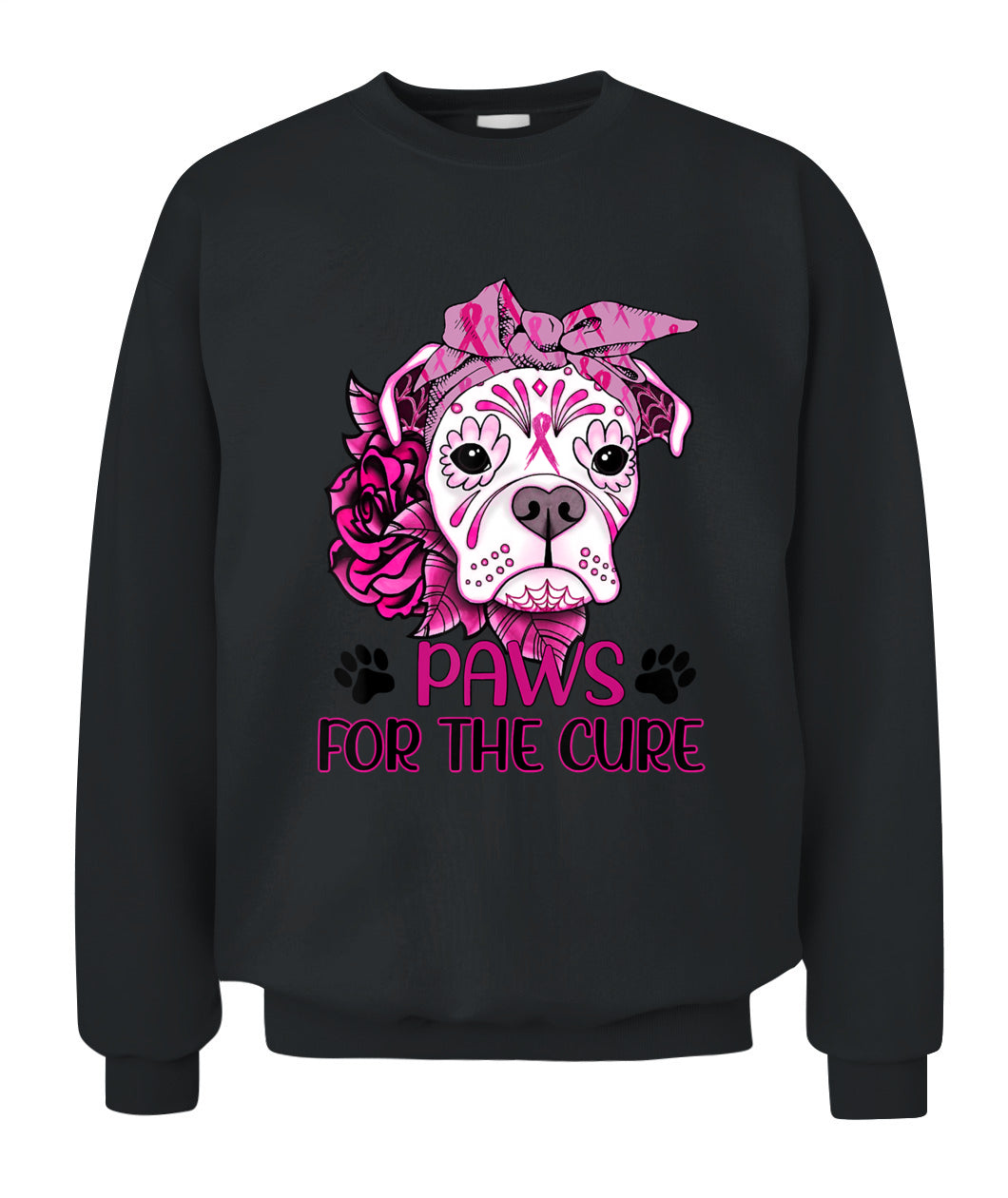 D6-Paws For The Cure Pitbull Dog Breast Cancer Awareness Fitted T-Shirt