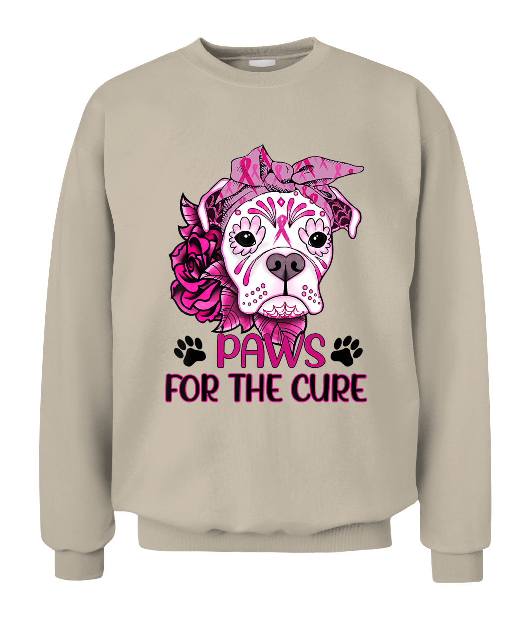 D6-Paws For The Cure Pitbull Dog Breast Cancer Awareness Fitted T-Shirt