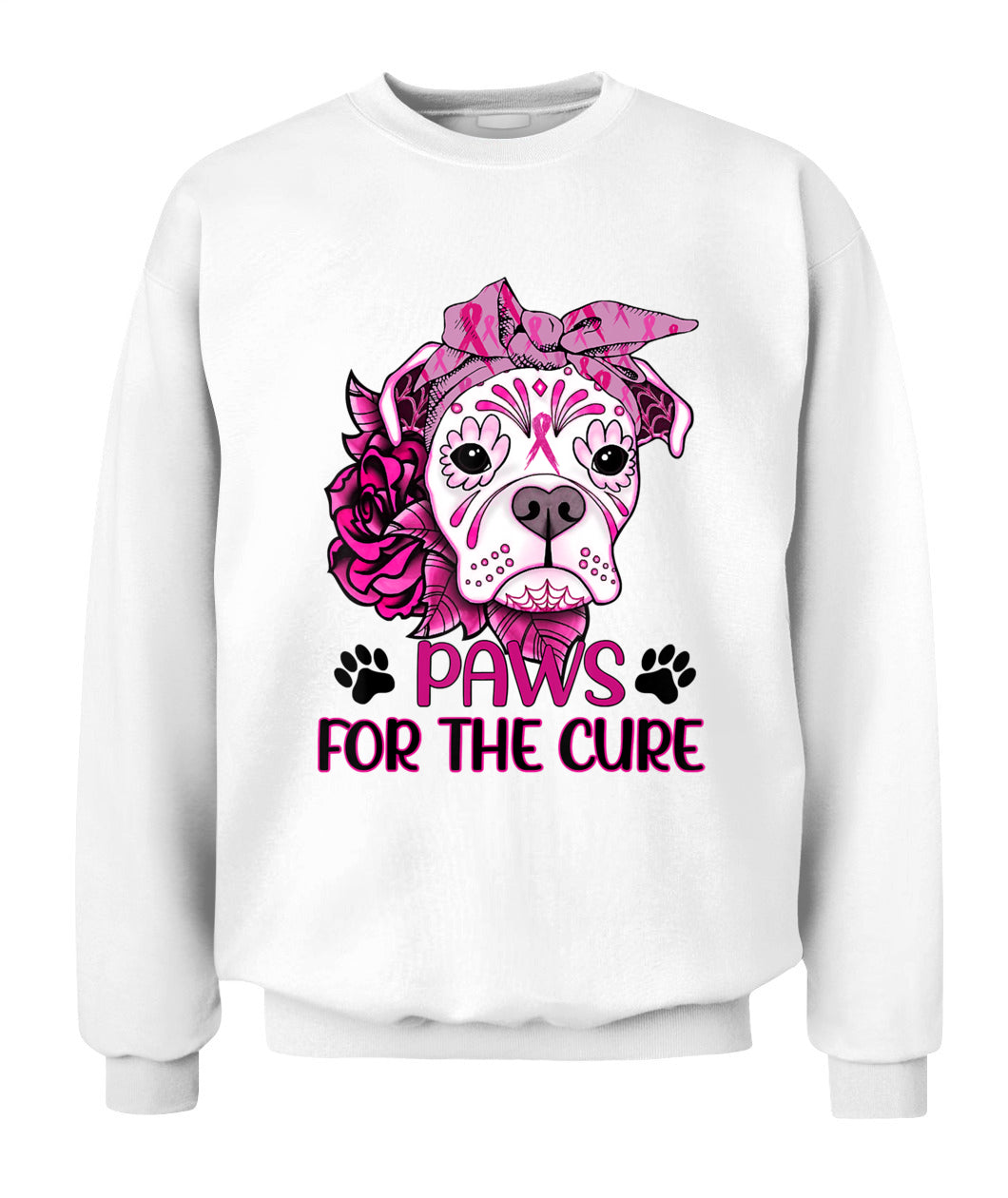 D6-Paws For The Cure Pitbull Dog Breast Cancer Awareness Fitted T-Shirt