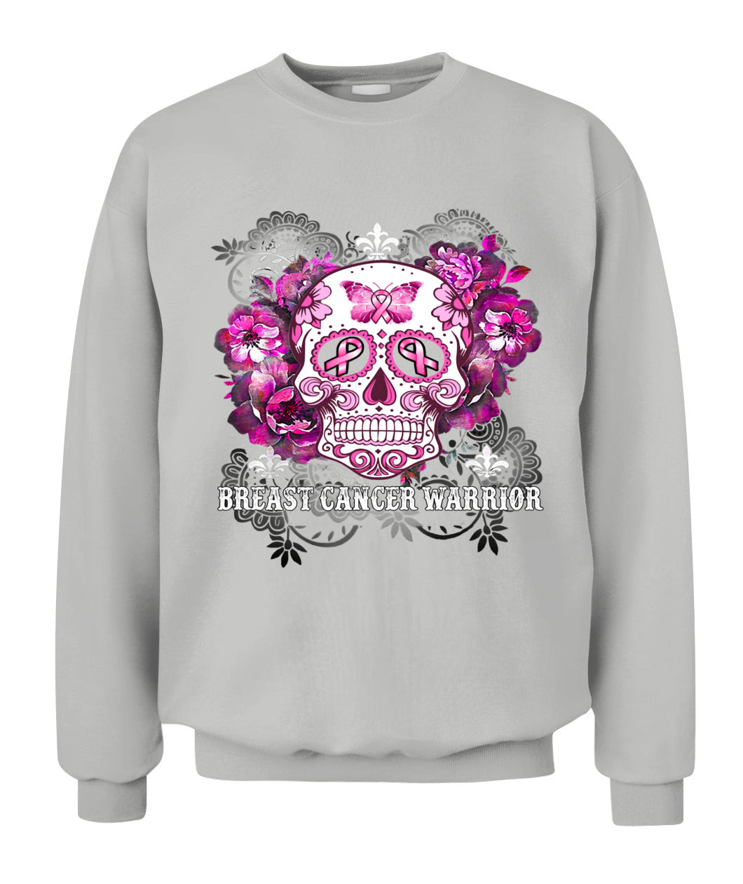 H5 - Breast Cancer Warrior Skull Flower Cancer Survivor Awareness T-Shirt