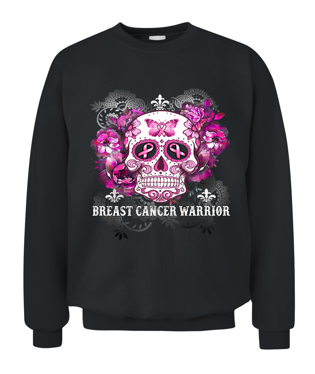 H5 - Breast Cancer Warrior Skull Flower Cancer Survivor Awareness T-Shirt