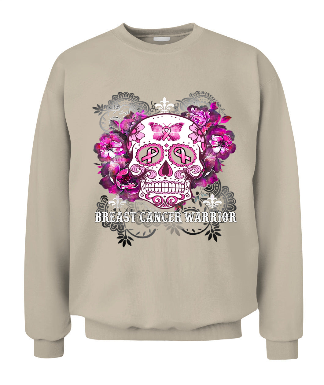 H5 - Breast Cancer Warrior Skull Flower Cancer Survivor Awareness T-Shirt