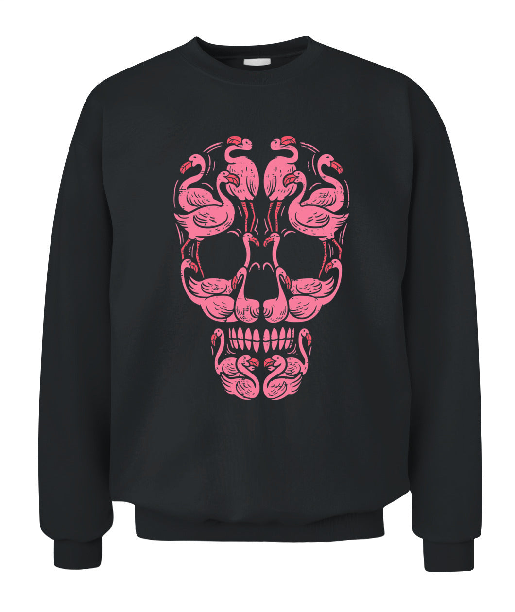 H12 - Pink Flamingo Skull Breast Cancer Awareness Halloween Women T-Shirt