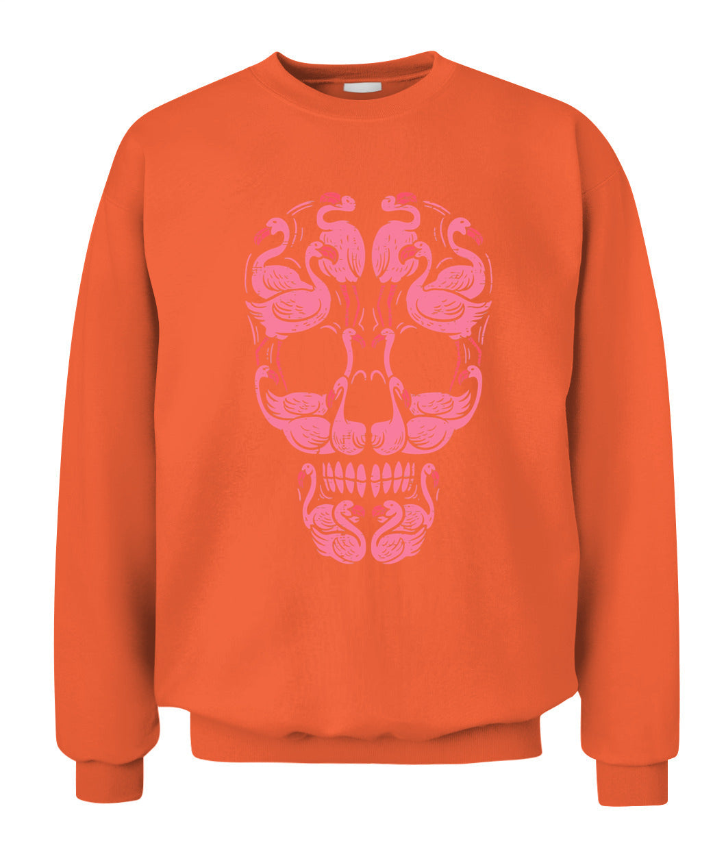 H12 - Pink Flamingo Skull Breast Cancer Awareness Halloween Women T-Shirt
