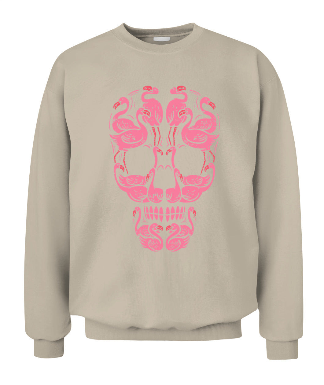 H12 - Pink Flamingo Skull Breast Cancer Awareness Halloween Women T-Shirt