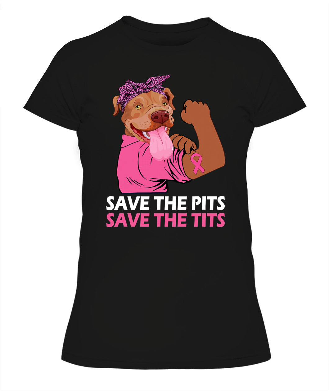 D10-Pitbull Lover Dog Save The Pits Save The Tits Pitbull Dog Breast Cancer Month 406 Pitbulls Classic T