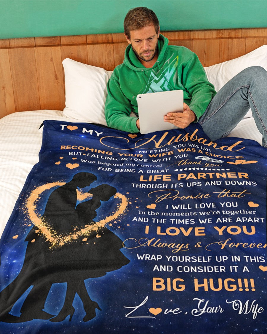 To My Husband Blanket From Wife Thank you It A Big Hug Husband Anniversary Wedding Day Valentines Christmas Fleece Throw Blanket - BLANKETS FROM WIFE 17