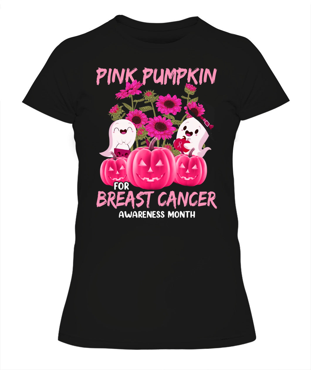 H2 - Halloween Breast Cancer Awareness-Pink Pumkin Breast Cancer T-Shirt