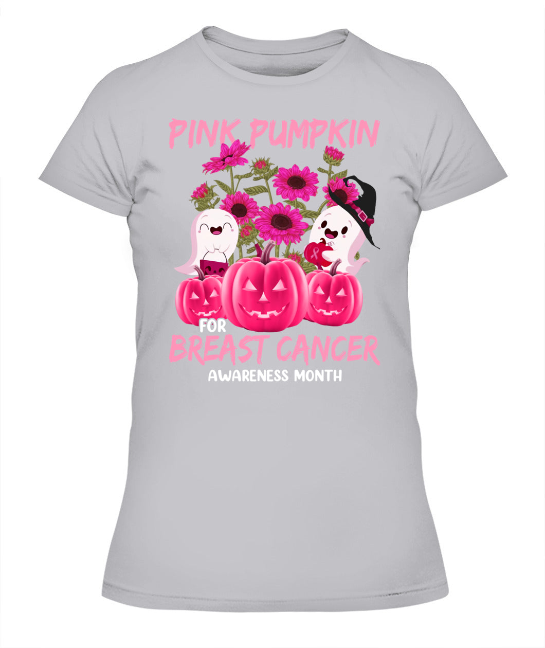 H2 - Halloween Breast Cancer Awareness-Pink Pumkin Breast Cancer T-Shirt