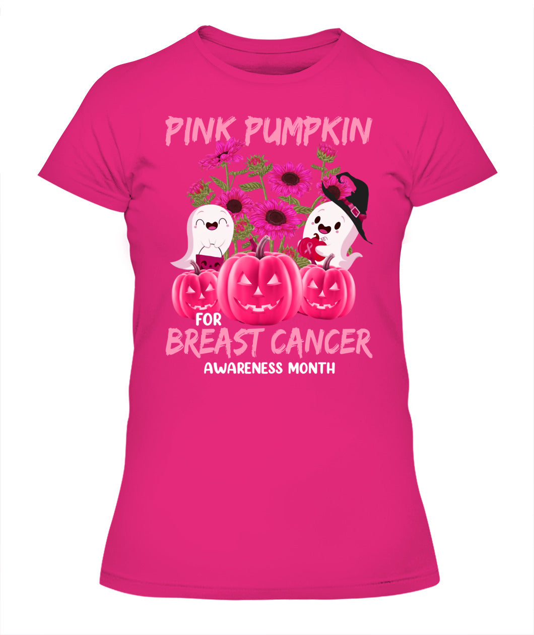 H2 - Halloween Breast Cancer Awareness-Pink Pumkin Breast Cancer T-Shirt