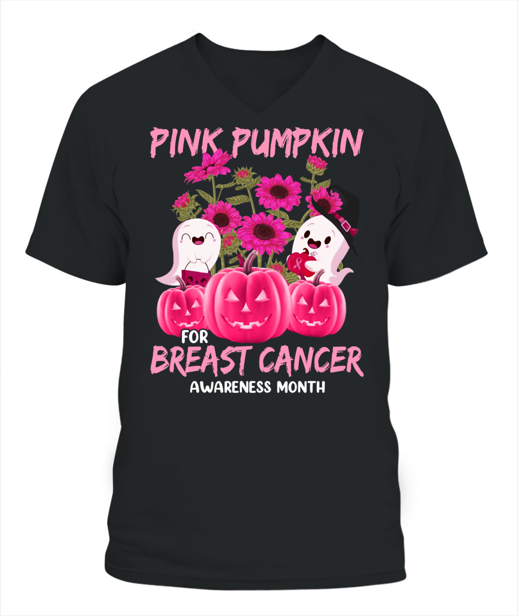H2 - Halloween Breast Cancer Awareness-Pink Pumkin Breast Cancer T-Shirt