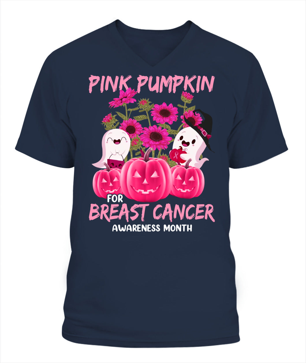H2 - Halloween Breast Cancer Awareness-Pink Pumkin Breast Cancer T-Shirt