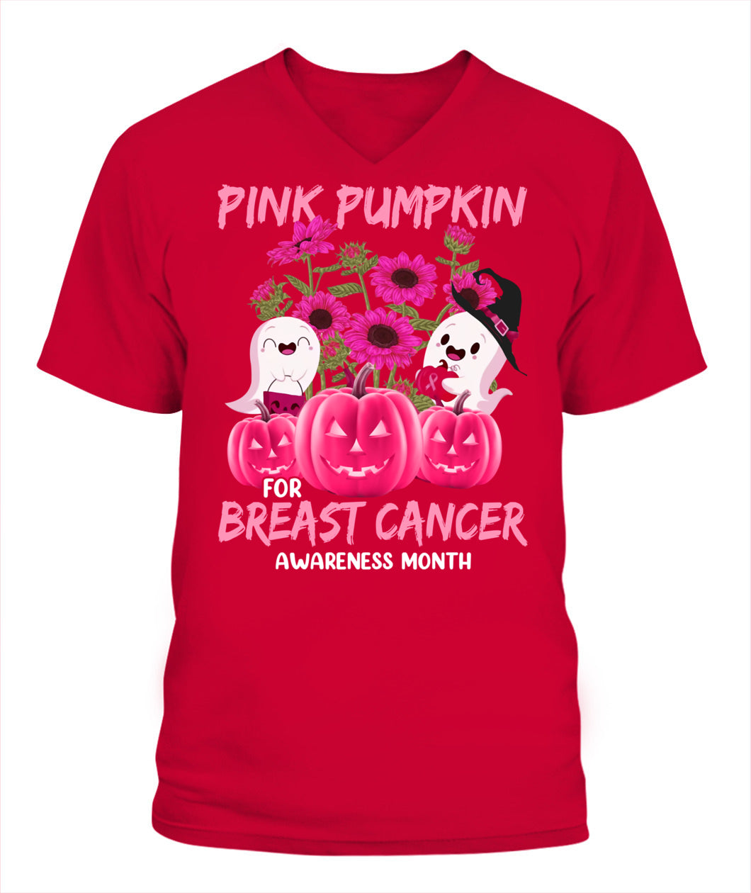 H2 - Halloween Breast Cancer Awareness-Pink Pumkin Breast Cancer T-Shirt