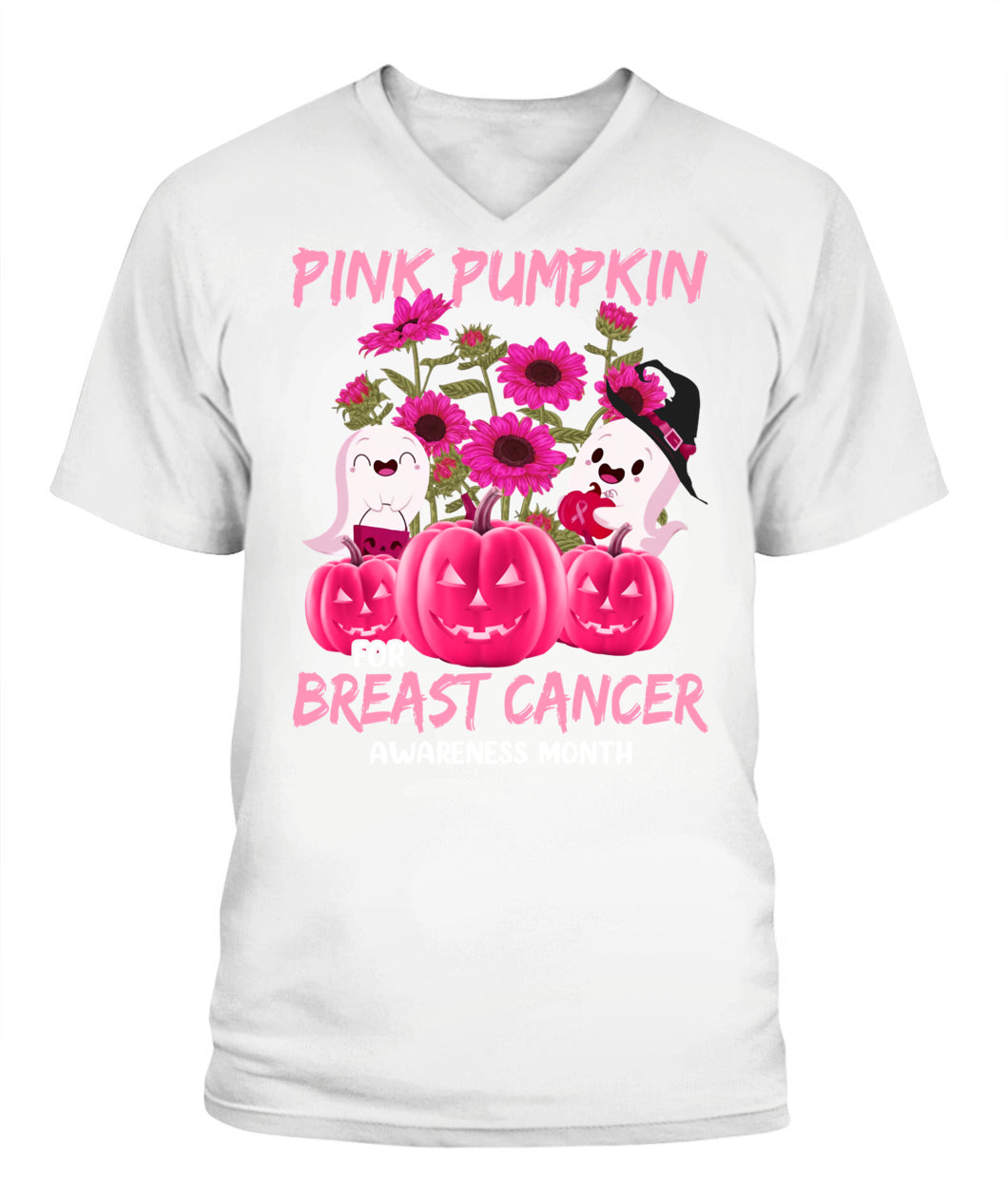 H2 - Halloween Breast Cancer Awareness-Pink Pumkin Breast Cancer T-Shirt
