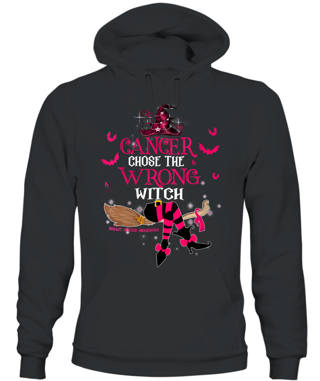 H13 - Womens Breast Cancer Chose The Wrong Witch Breast Cancer Halloween T-Shirt
