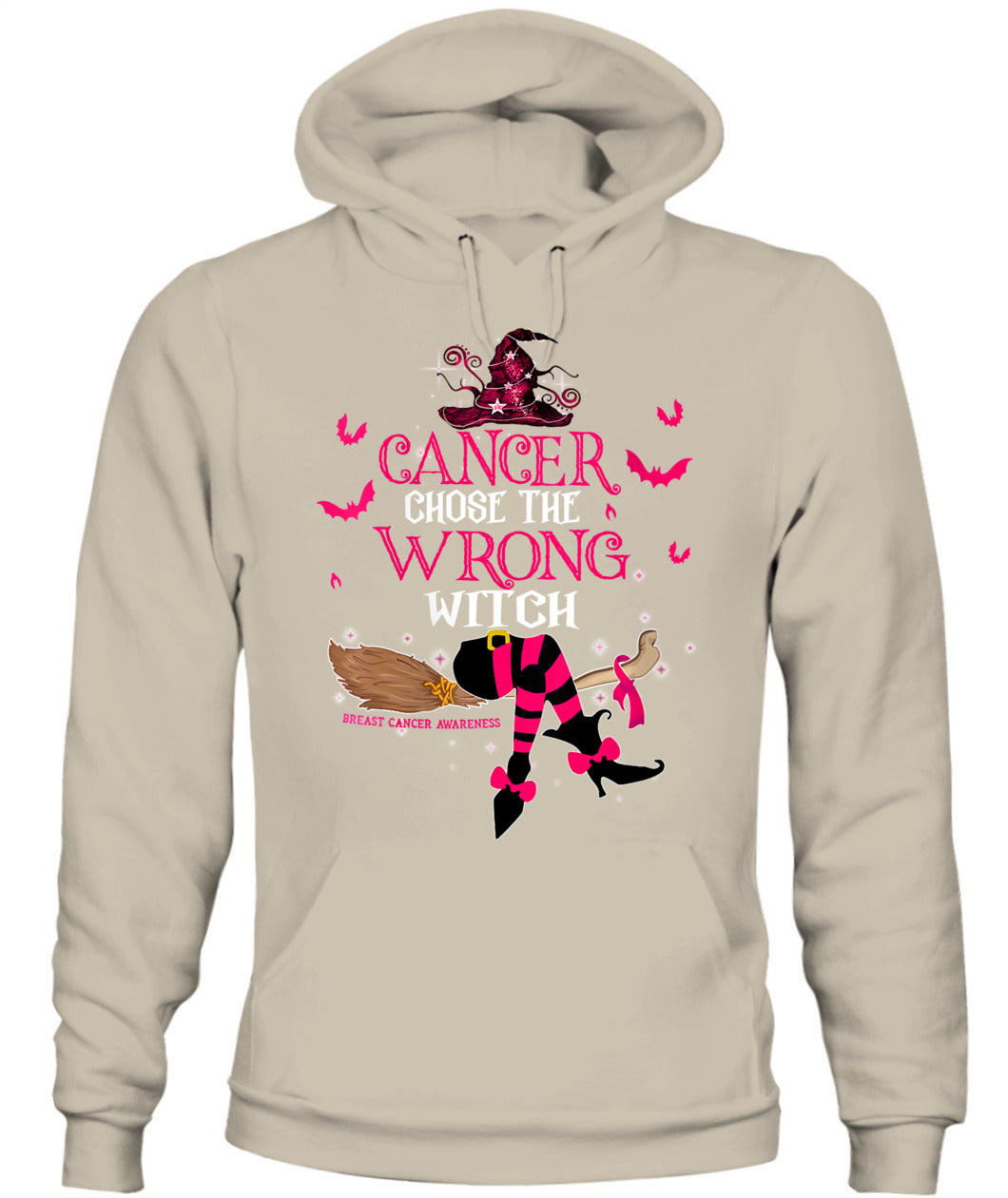 H13 - Womens Breast Cancer Chose The Wrong Witch Breast Cancer Halloween T-Shirt