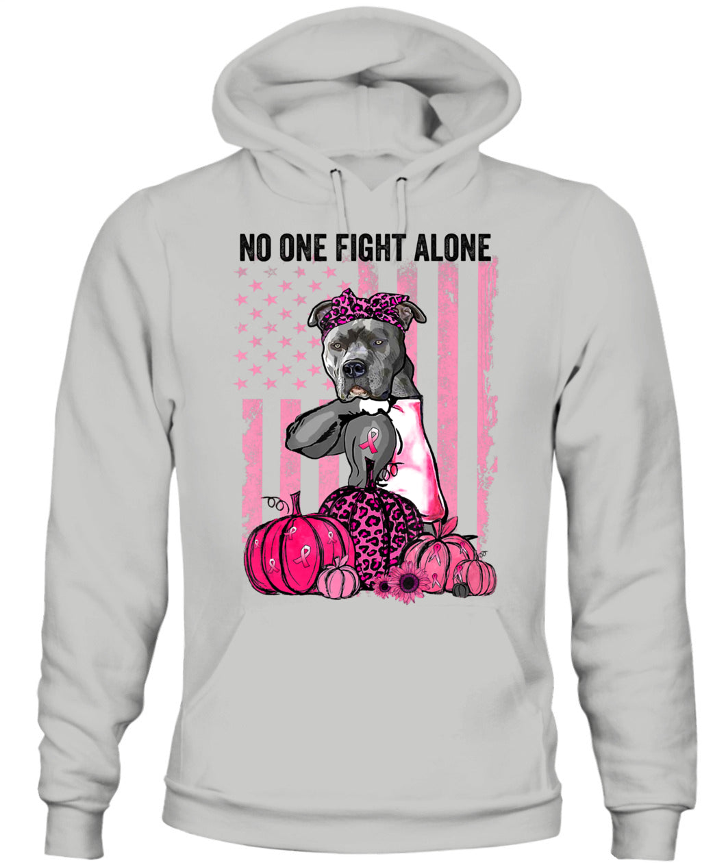 D13-Pumpkin American Dog Cancer Pitbull Pink October Breast Flag-W1mDV Classic T-Shirt