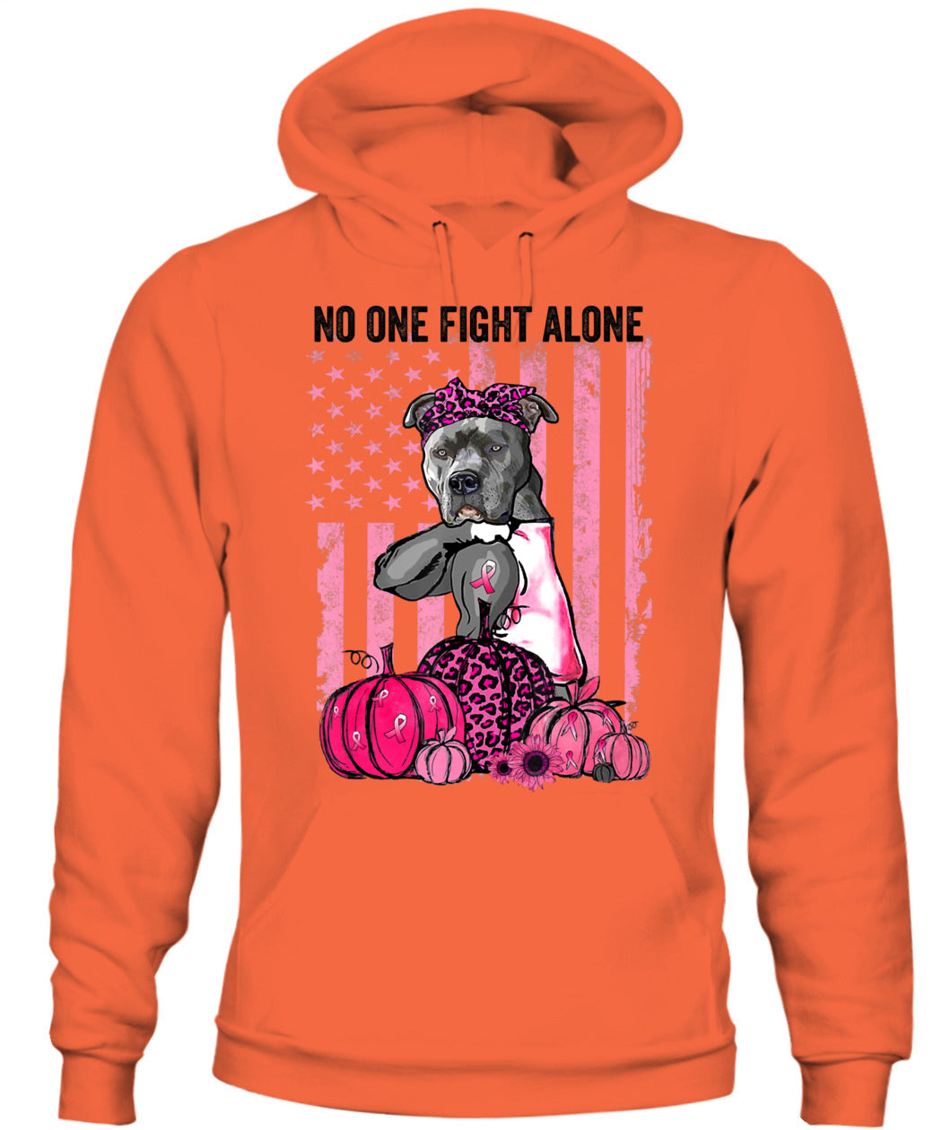 D13-Pumpkin American Dog Cancer Pitbull Pink October Breast Flag-W1mDV Classic T-Shirt