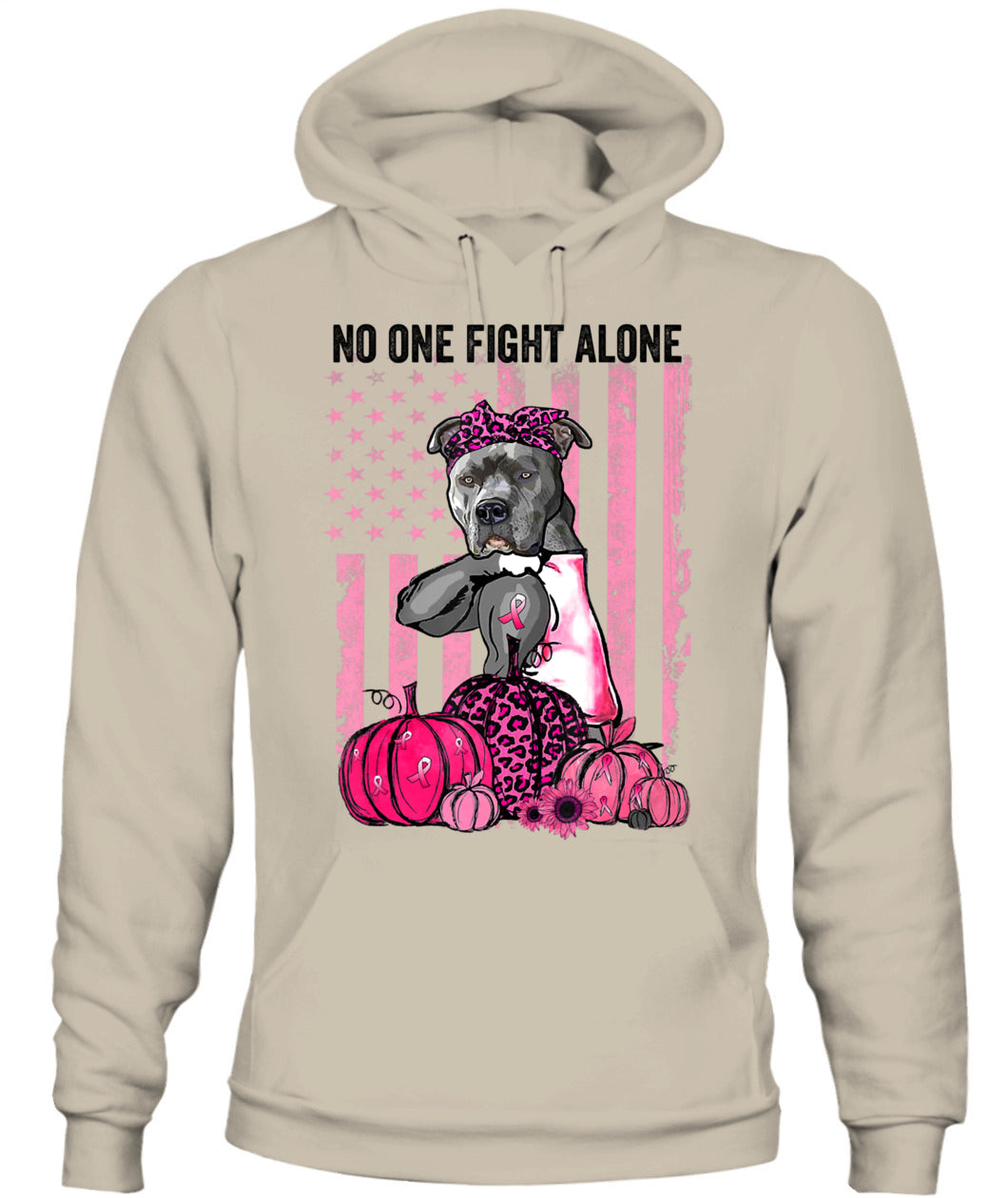 D13-Pumpkin American Dog Cancer Pitbull Pink October Breast Flag-W1mDV Classic T-Shirt