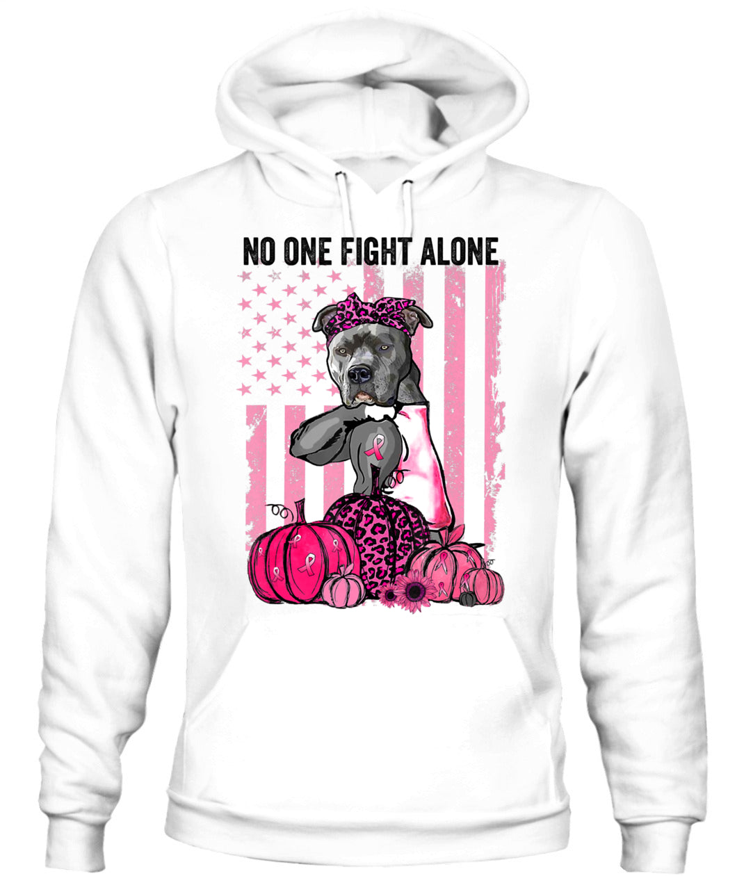 D13-Pumpkin American Dog Cancer Pitbull Pink October Breast Flag-W1mDV Classic T-Shirt