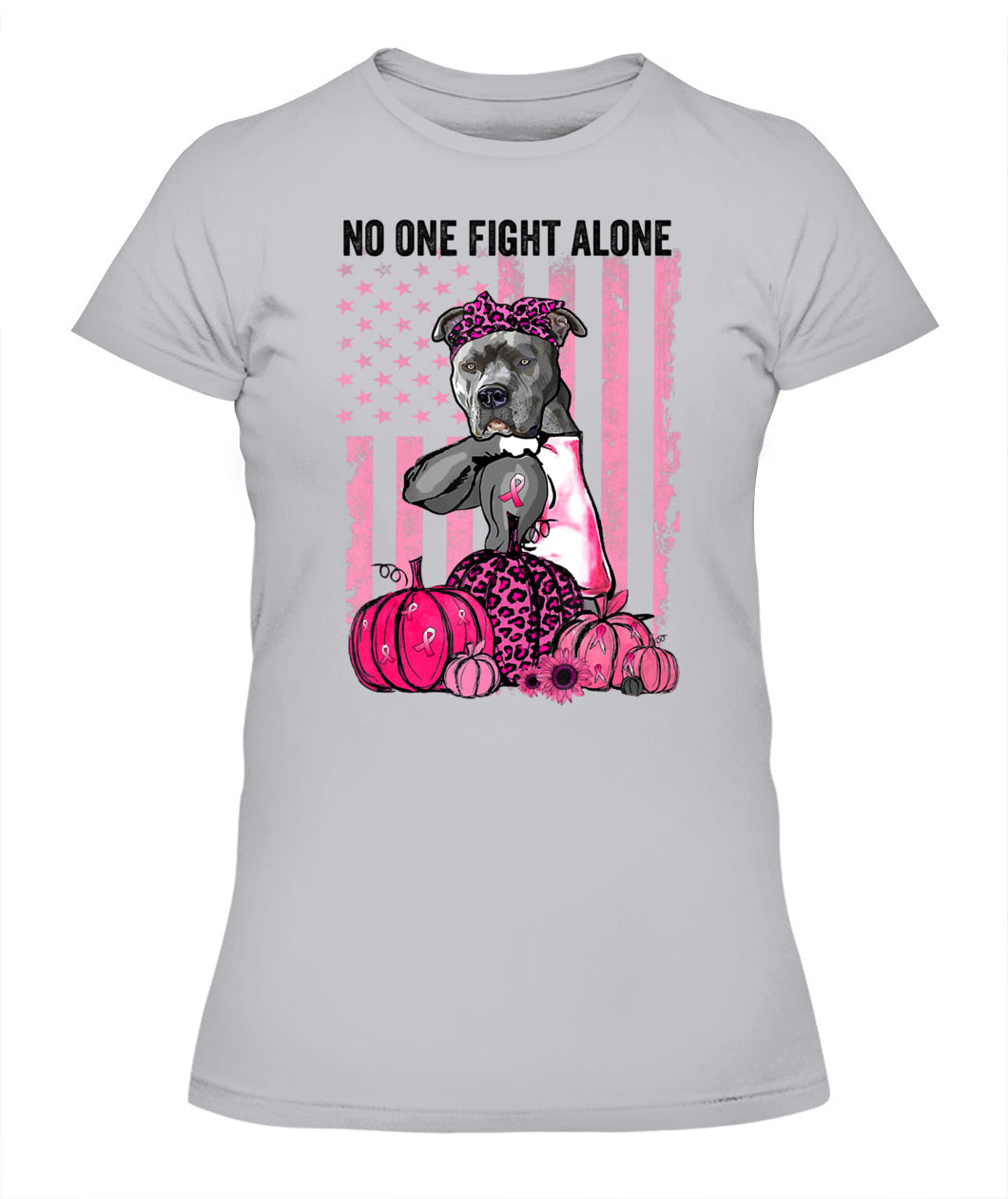D13-Pumpkin American Dog Cancer Pitbull Pink October Breast Flag-W1mDV Classic T-Shirt