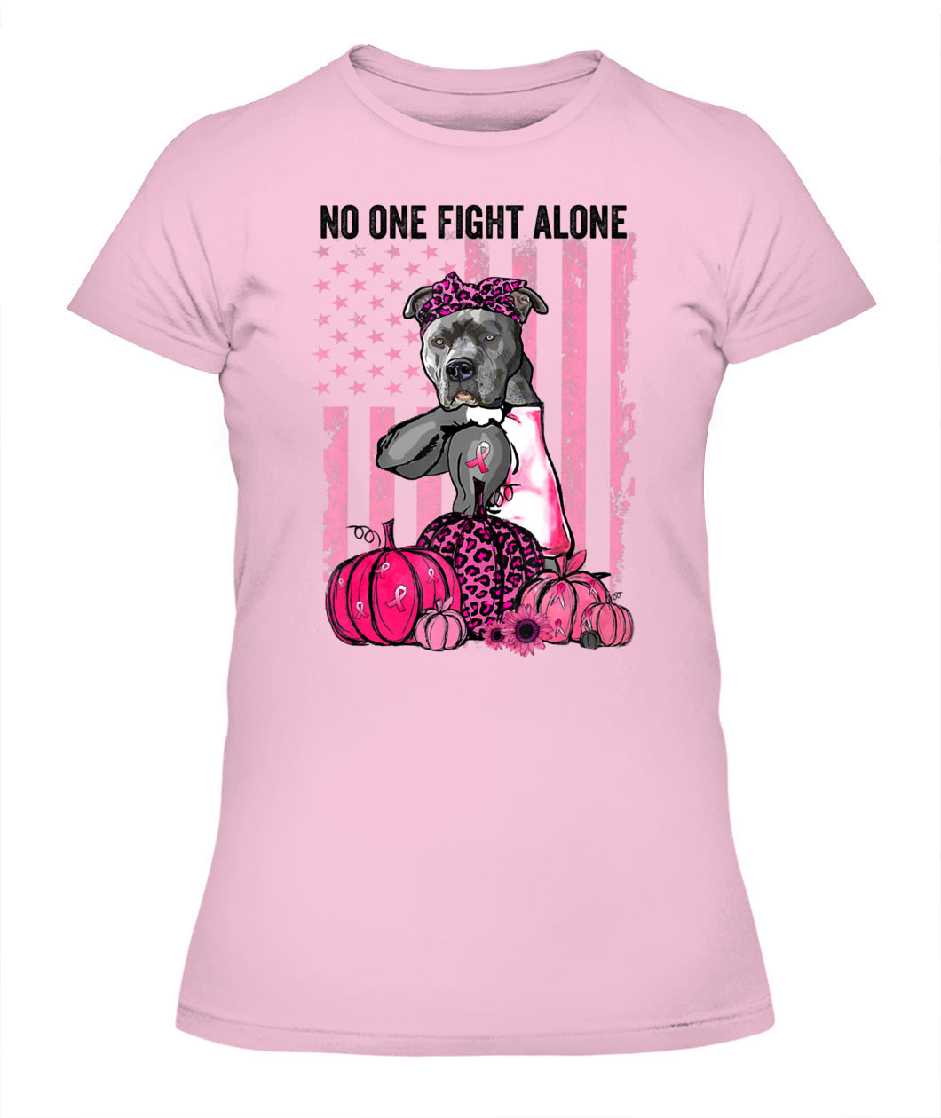D13-Pumpkin American Dog Cancer Pitbull Pink October Breast Flag-W1mDV Classic T-Shirt
