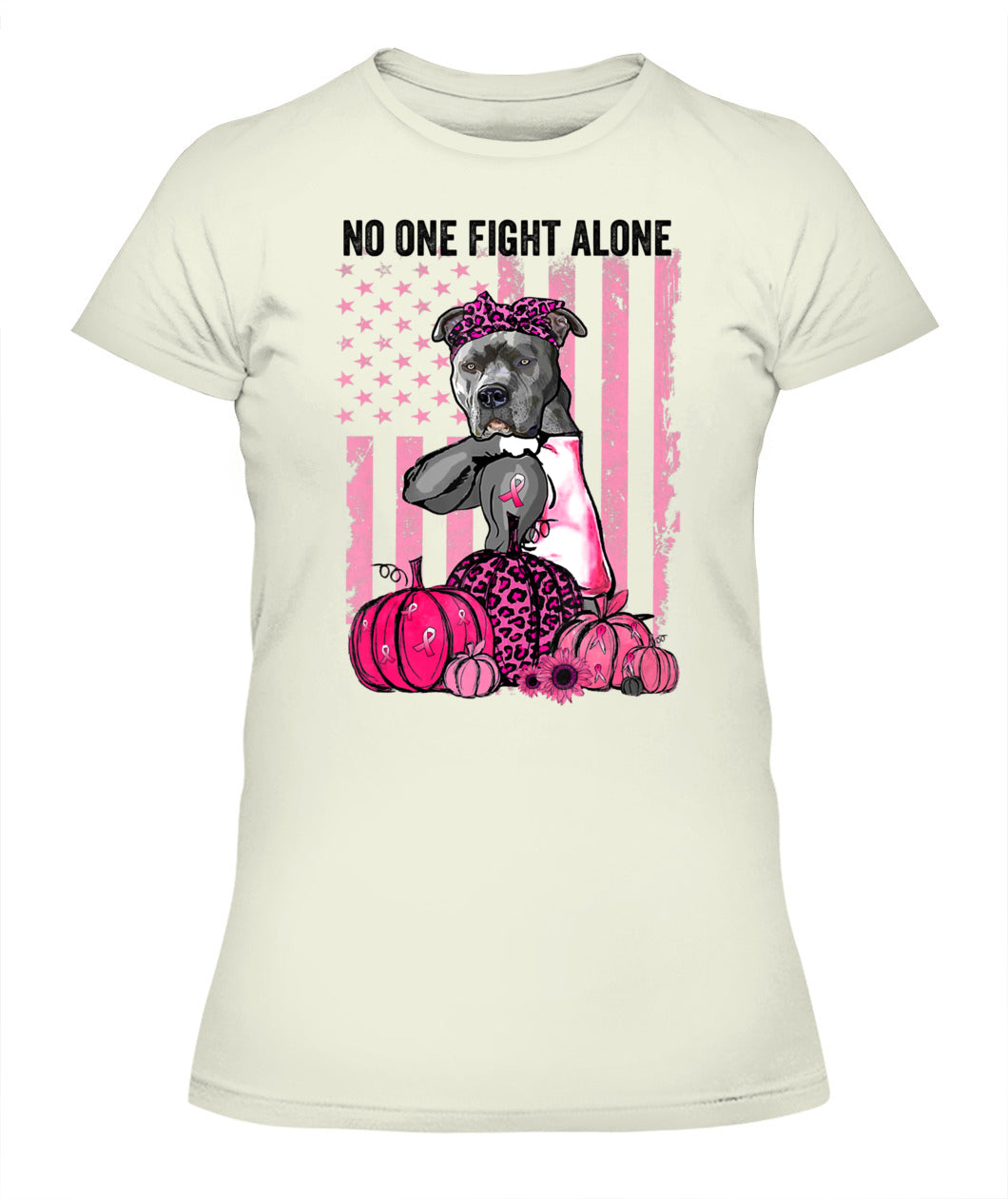 D13-Pumpkin American Dog Cancer Pitbull Pink October Breast Flag-W1mDV Classic T-Shirt