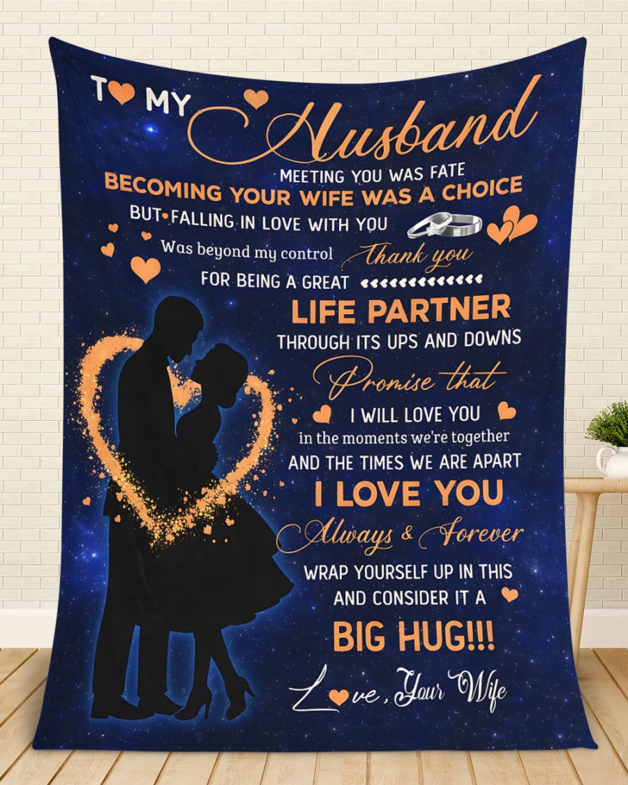 To My Husband Blanket From Wife Thank you It A Big Hug Husband Anniversary Wedding Day Valentines Christmas Fleece Throw Blanket - BLANKETS FROM WIFE 17