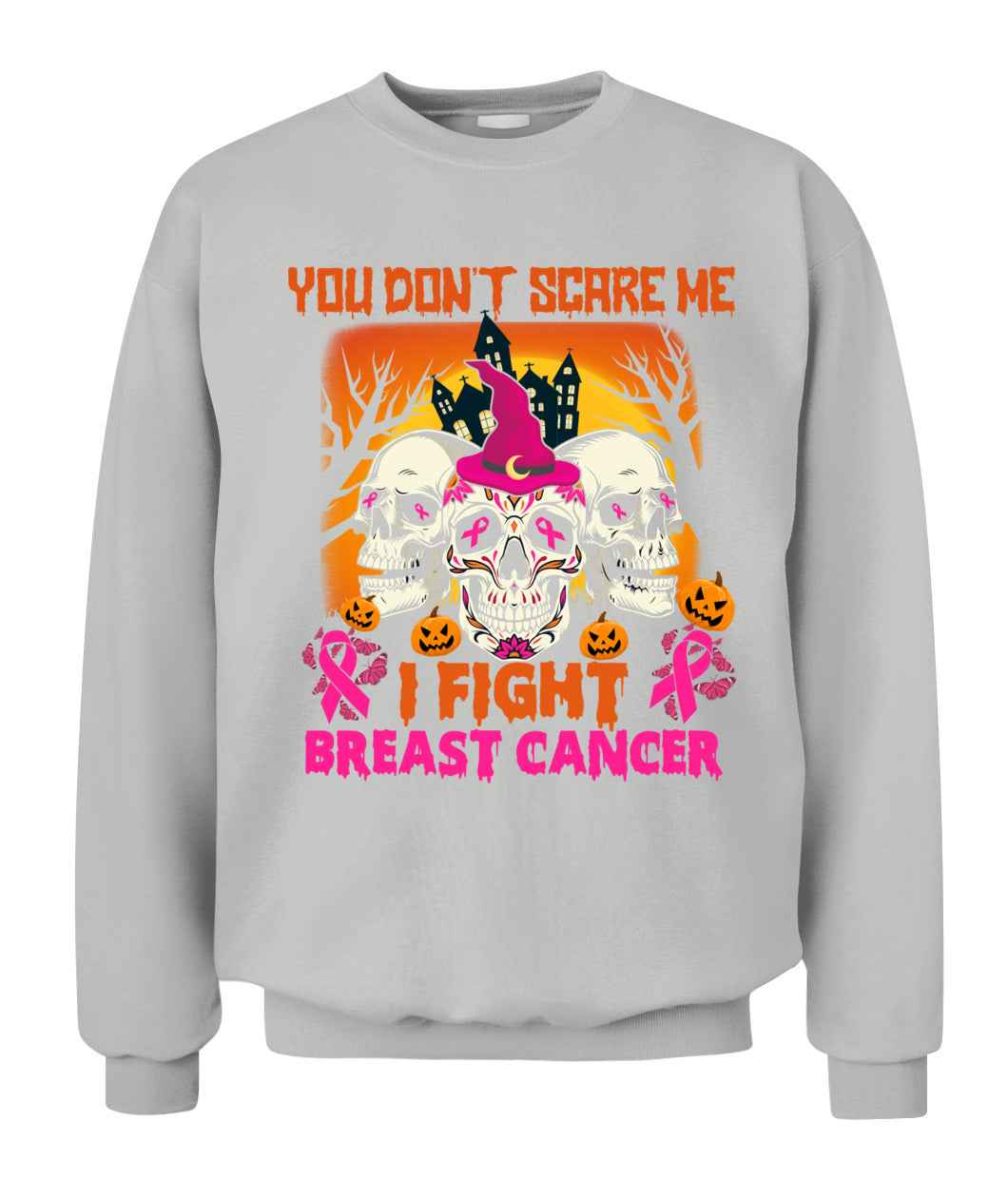 H15 - You Dont Scare Me I Fight Breast Cancer Funny Cool Halloween Pink Ribbon T-Shirt