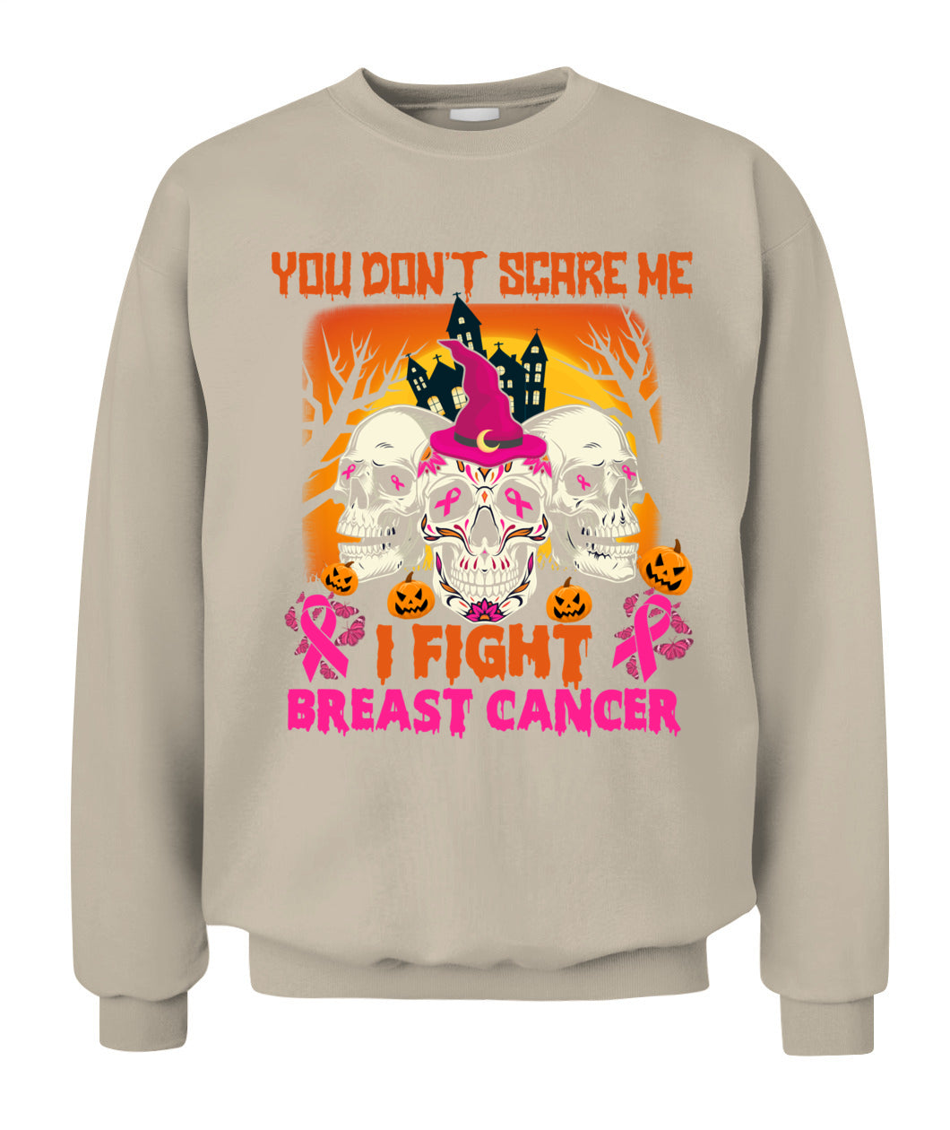 H15 - You Dont Scare Me I Fight Breast Cancer Funny Cool Halloween Pink Ribbon T-Shirt